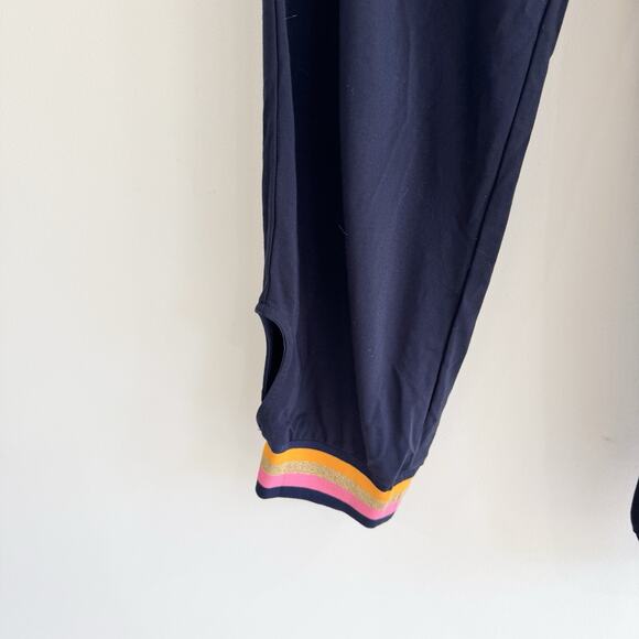Trina Turk Plateau Jogger Pants Navy Rayon Size Large Elastic Waist 4-0612 - Picture 2 of 5